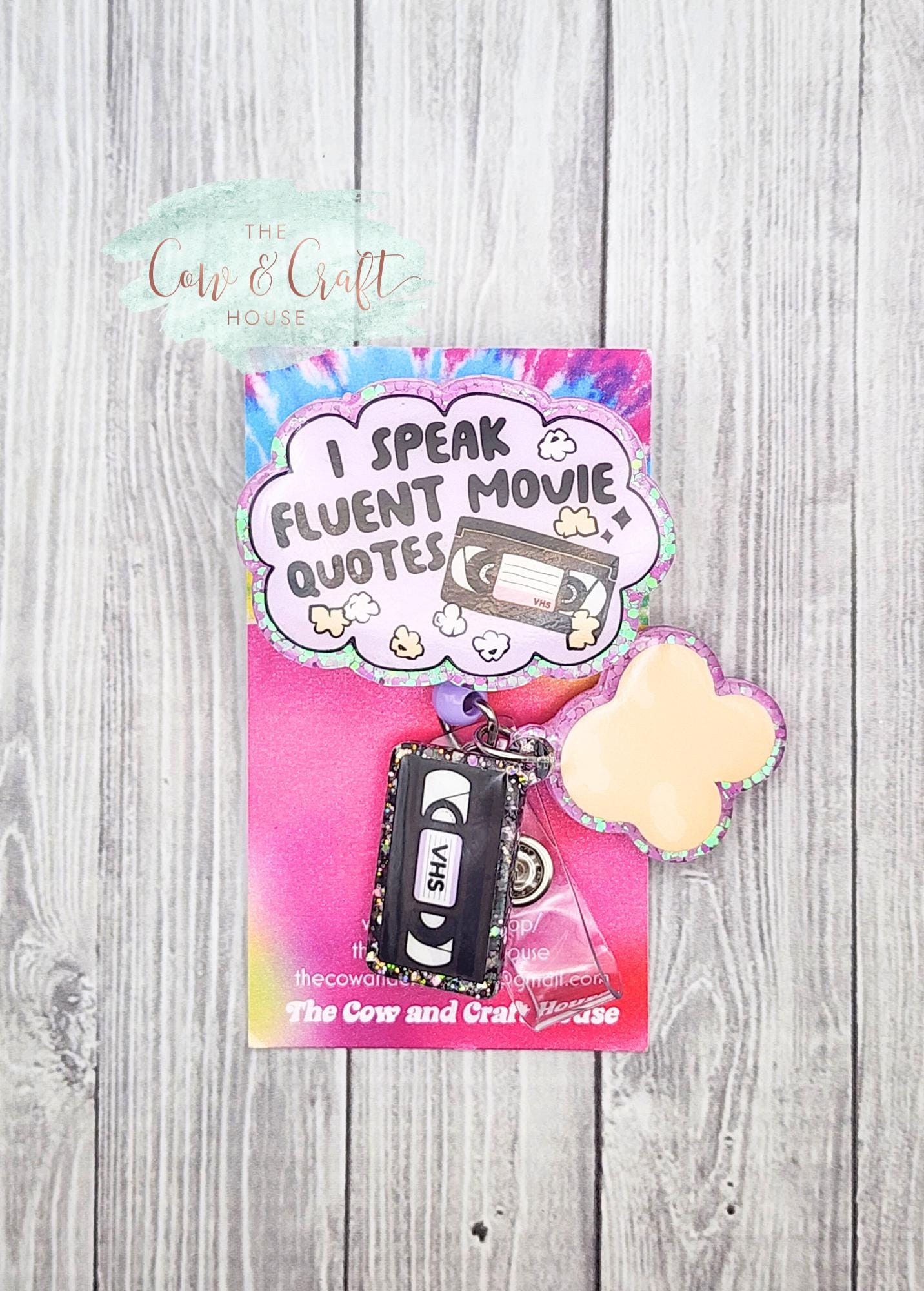 Badge Reel with funny "I Speak Fluent Movie Quotes" for RN, Rad Tech, CNA