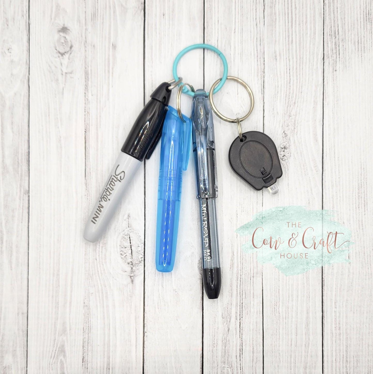 Mini Badge Reel Pen Set: Pentel, Sharpie & Highlighter