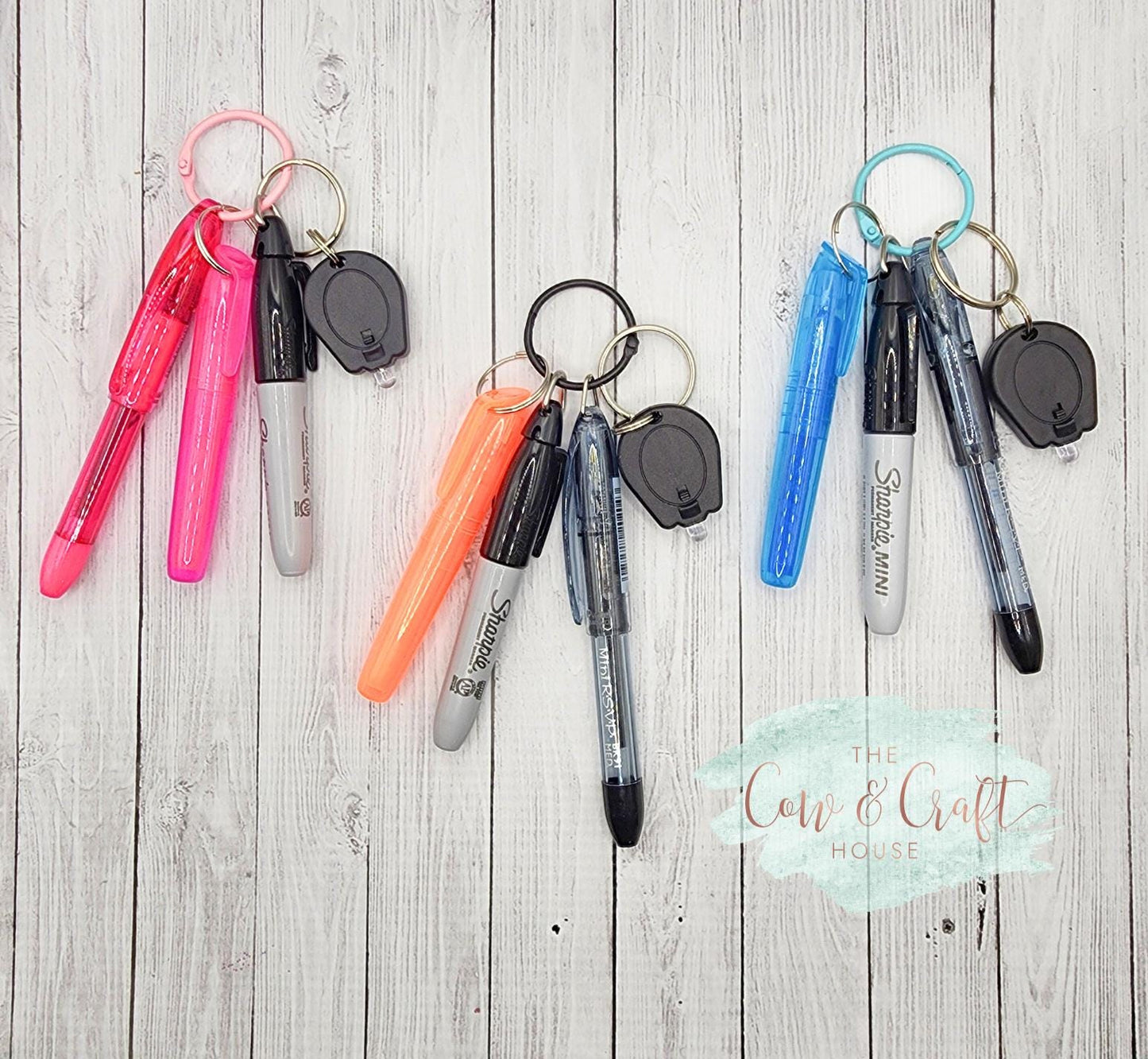 Mini Badge Reel Pen Set: Pentel, Sharpie & Highlighter
