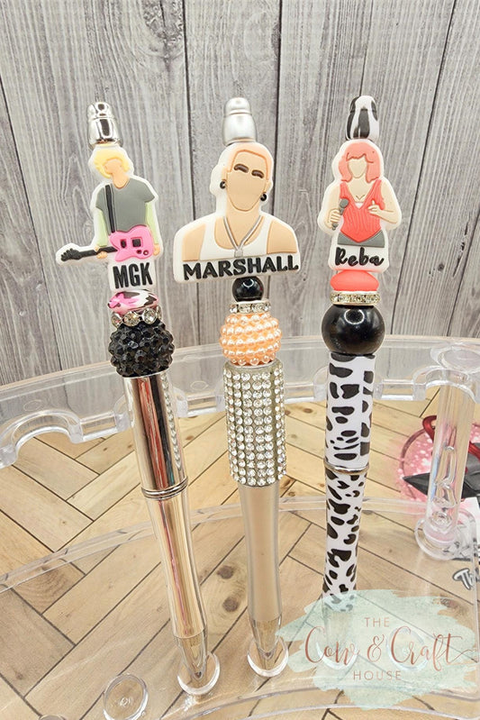 Silicone Bead Pen: MGK, Eminem, Reba - Fun Gift