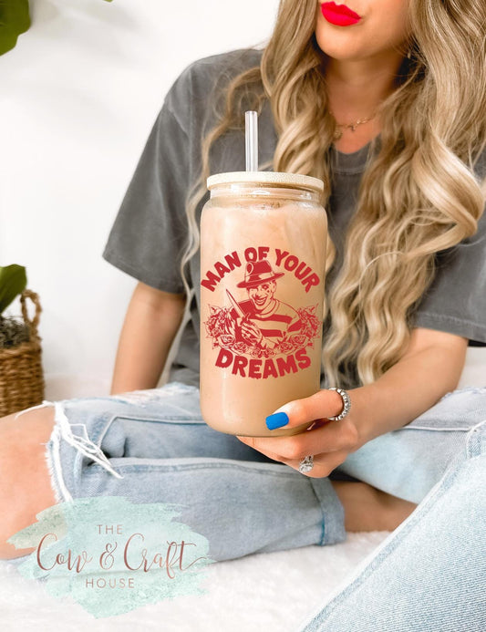 Funny Valentine Shimmery Glass Can Cup – Horror Movie Gift