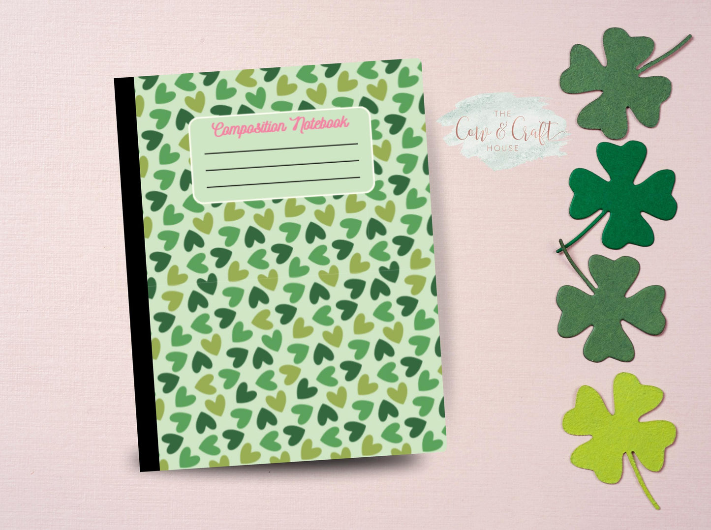 Green Heart Composition Notebook | Holographic Sparkle Cover