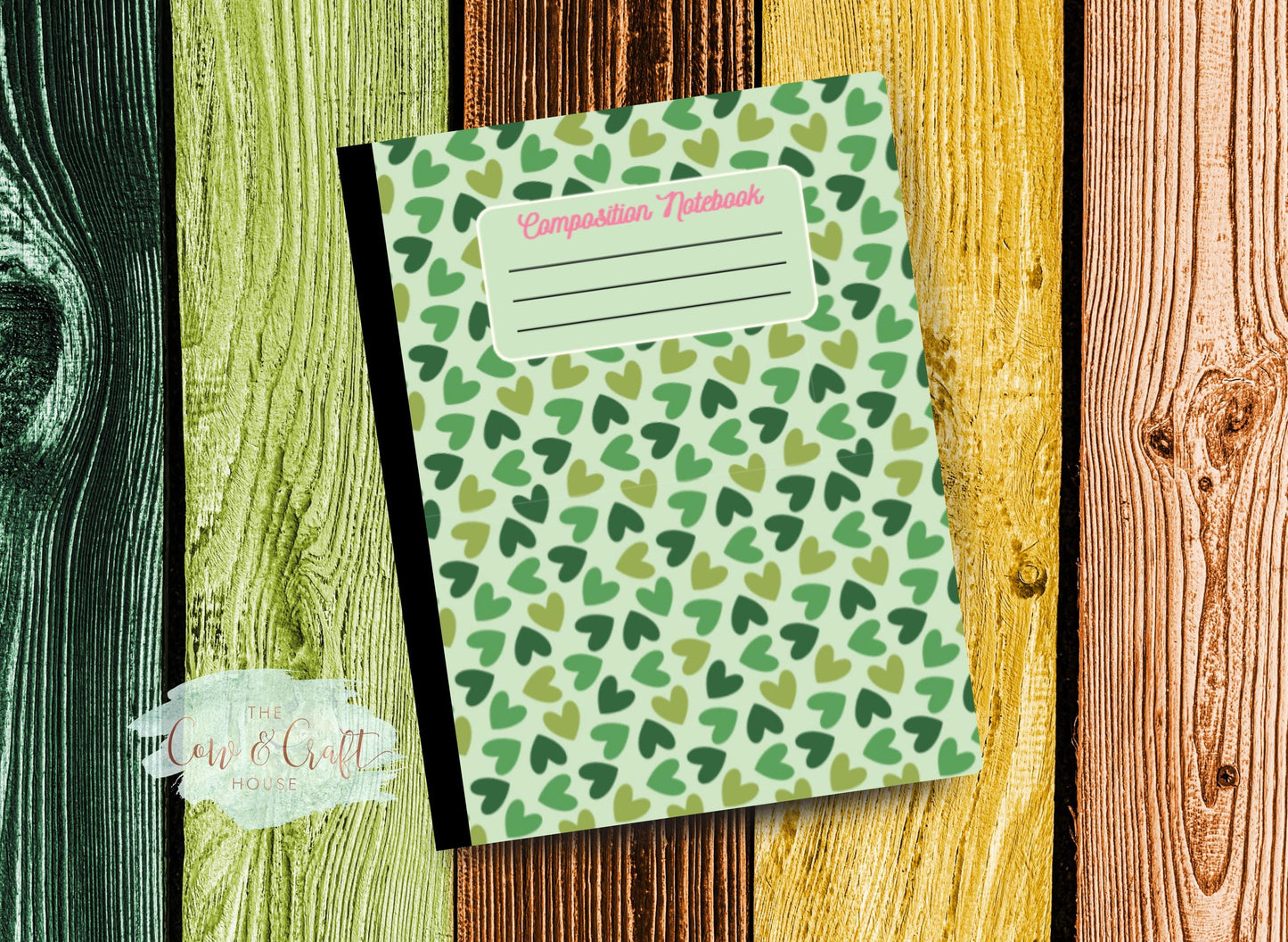 Green Heart Composition Notebook | Holographic Sparkle Cover
