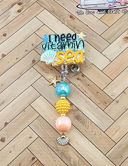 Vitamin Sea Badge Reel, Beach Themed Nurse ID Holder