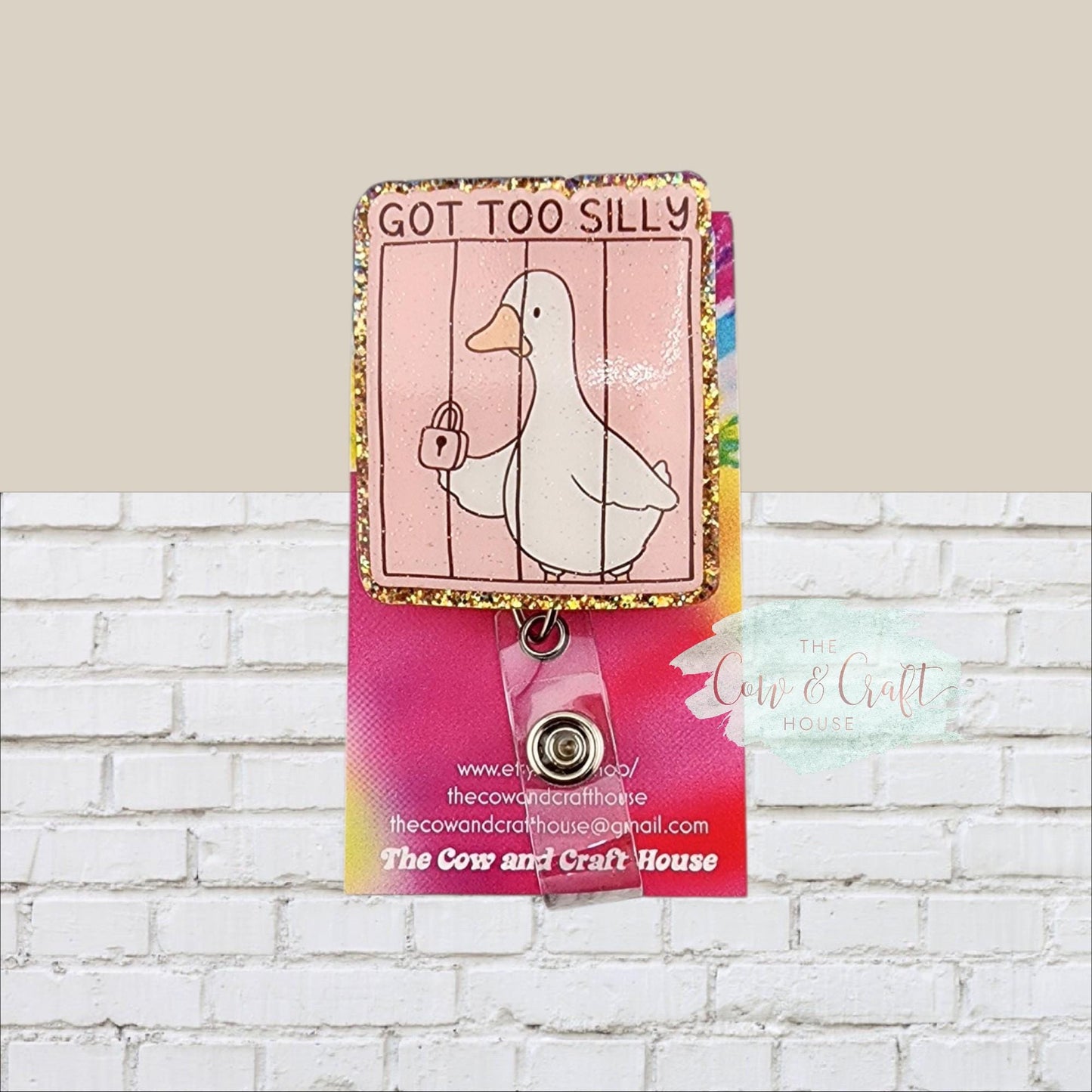 Got Too Silly Goose Badge Reel | Funny Nurse CNA Radiology Badge Reel | Swivel Clip 34” Nylon Cord