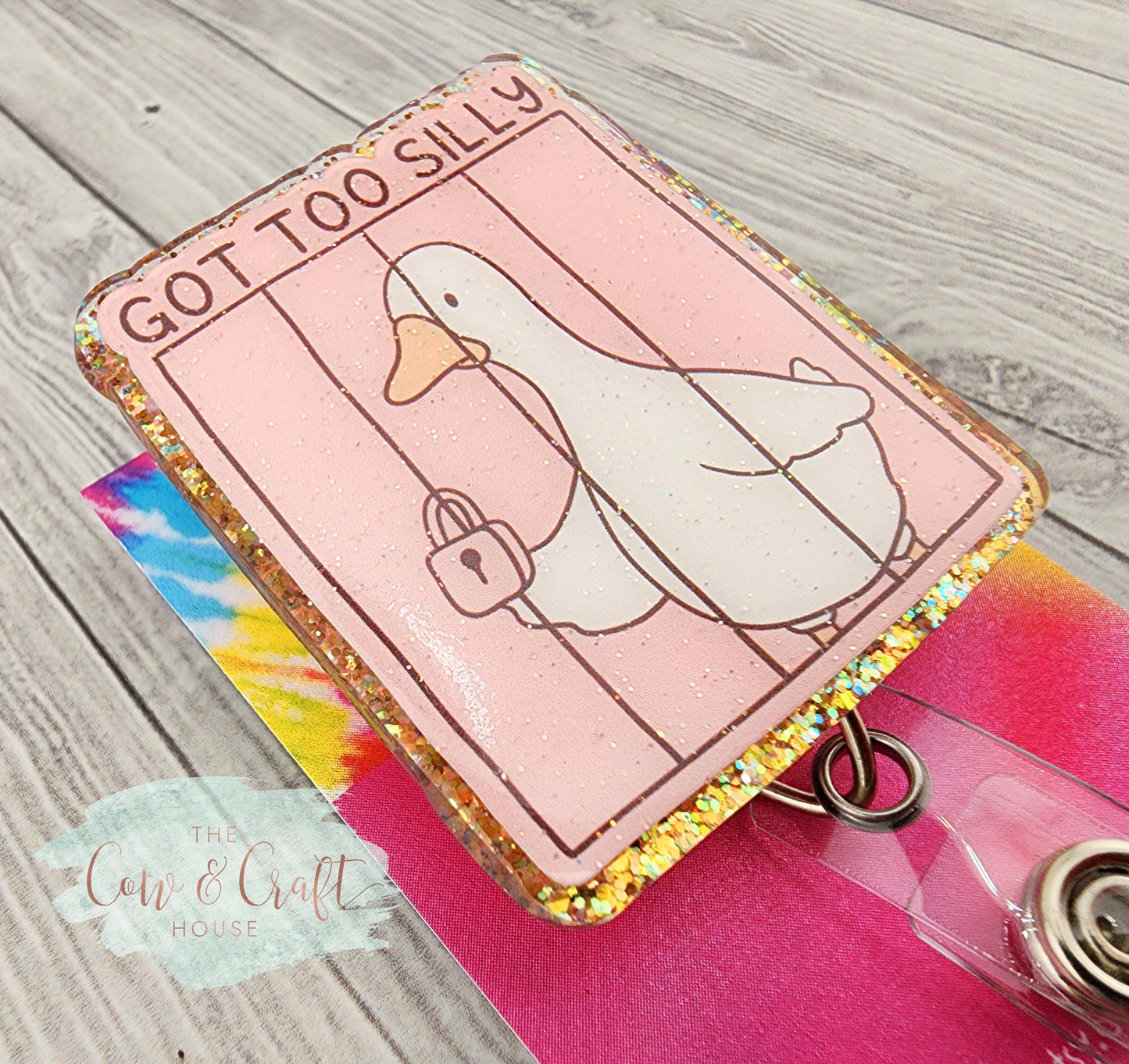 Got Too Silly Goose Badge Reel | Funny Nurse CNA Radiology Badge Reel | Swivel Clip 34” Nylon Cord