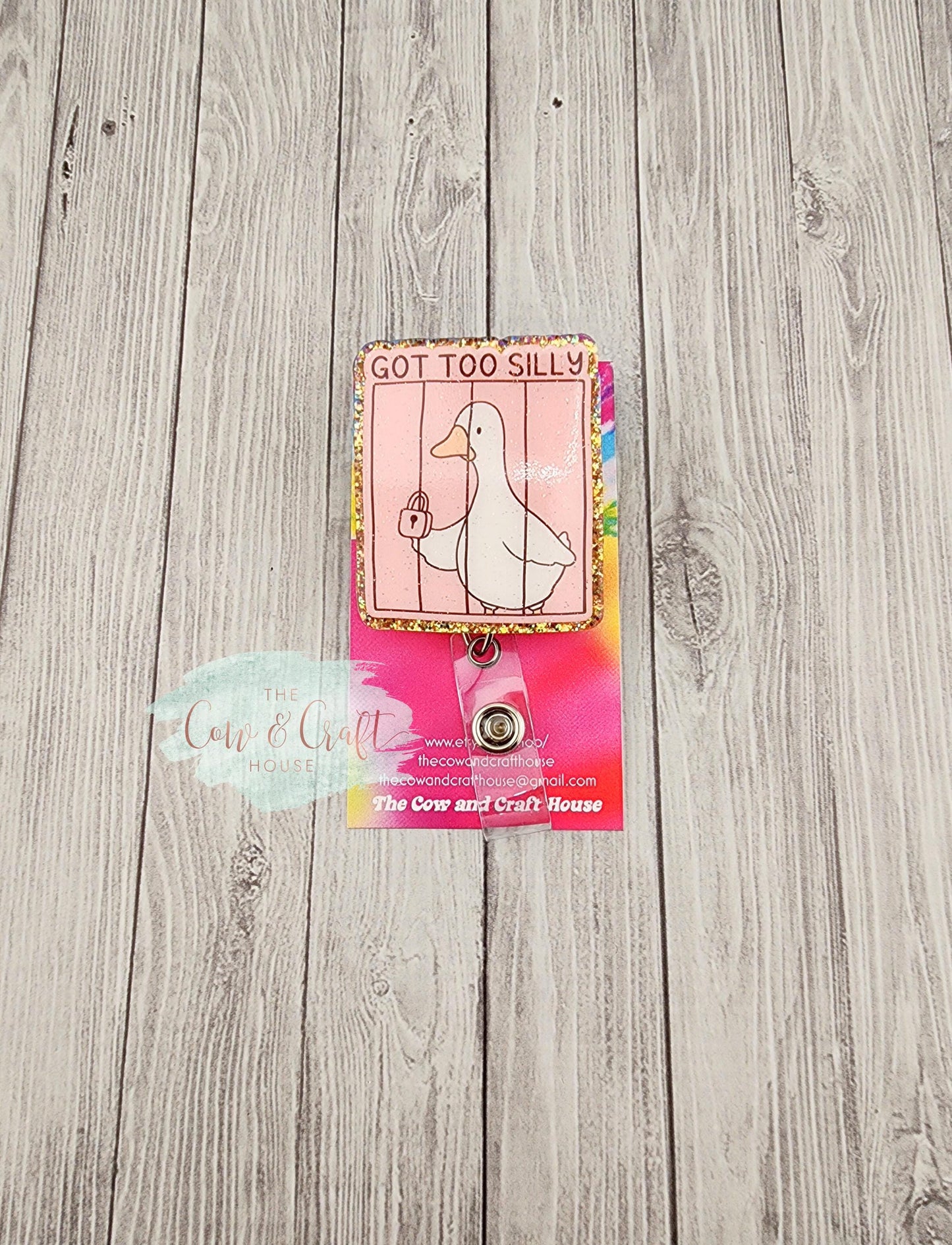 Got Too Silly Goose Badge Reel | Funny Nurse CNA Radiology Badge Reel | Swivel Clip 34” Nylon Cord