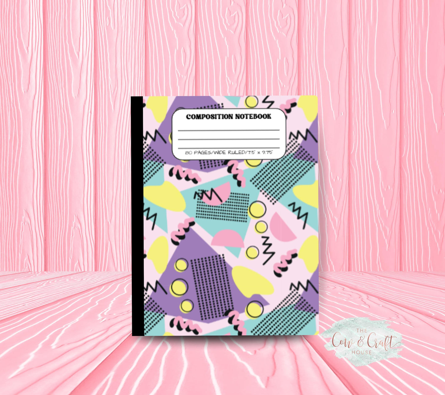 Retro 80s Notebook | Composition Notebook | College or Wide Ruled | Colorful 1980s Aesthetic School Supplies