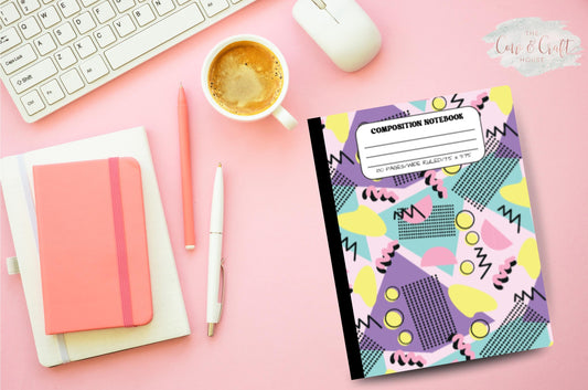Retro 80s Notebook | Composition Notebook | College or Wide Ruled | Colorful 1980s Aesthetic School Supplies