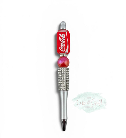 Silver Bling Beaded Pen | Soda Inspired Focal Bead | Twist Black Ink Pen | Sparkly Pen | Cute Gift Idea